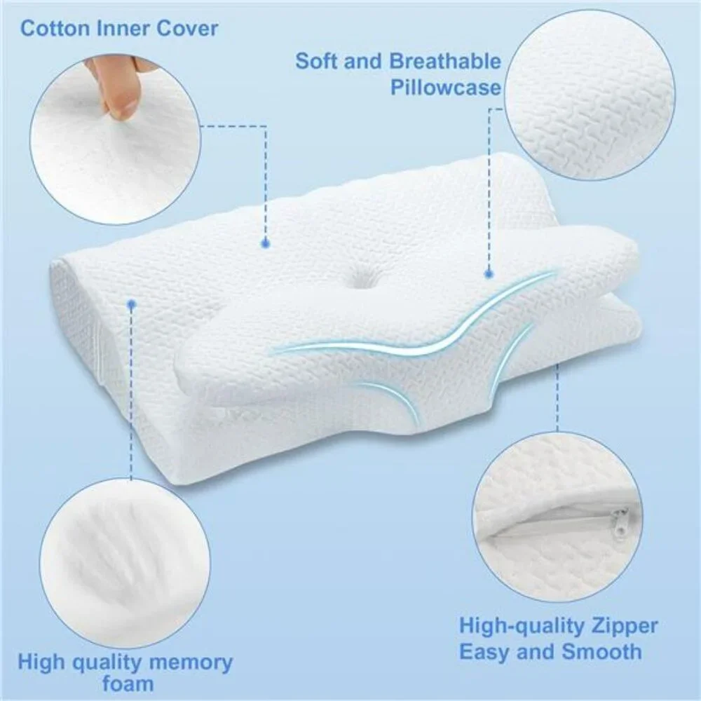 Memory foam cervical neck pillow adjustable side sleeper pillow for pain relief